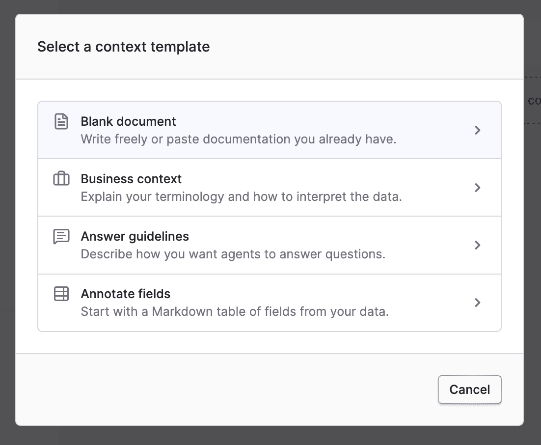Various context templates